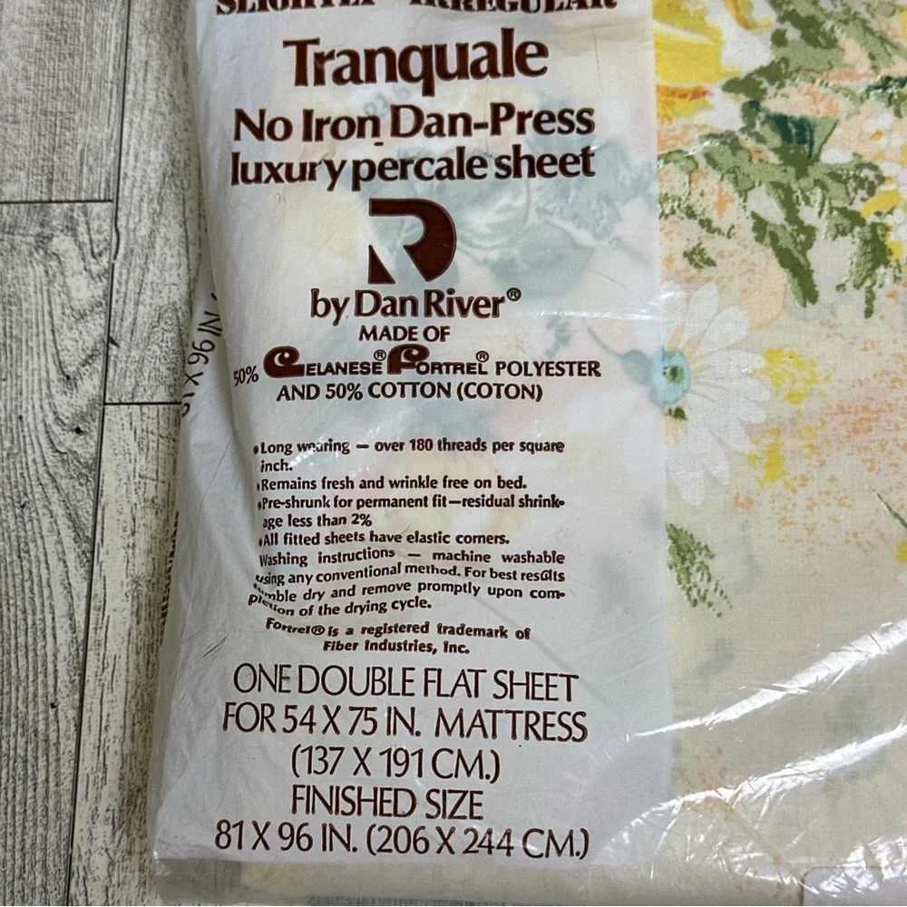 Tranqual By Dan River Double Flat Sheet Floral Slightly Irregular Luxury Percale